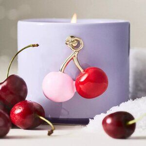 Brand New Anthropologie Cherry Charm Fruity Black Cherry & Tonka Ceramic Candle